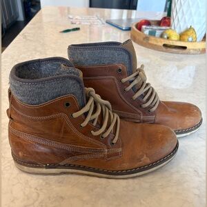 Aldo Tan Leather Lace-Up Boots